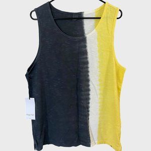 Sovereign Code Tie Dye Tank Top Men's Medium Grey White Yellow Athletic Fit New